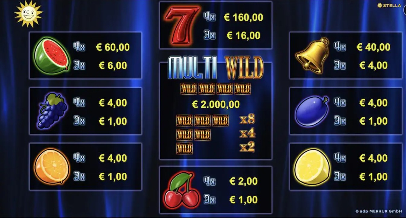 Multi Wild Slot paytable and symbols image